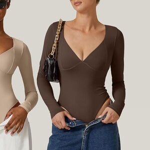 Brown long sleeve bodysuit